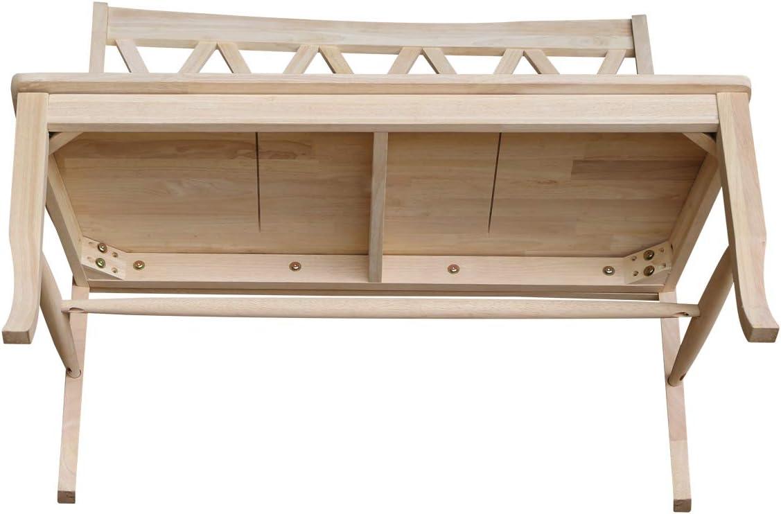 International Concepts Double X - Back Bench - Unfinished : Hardwood Rectangular Dining & Kitchen Seating