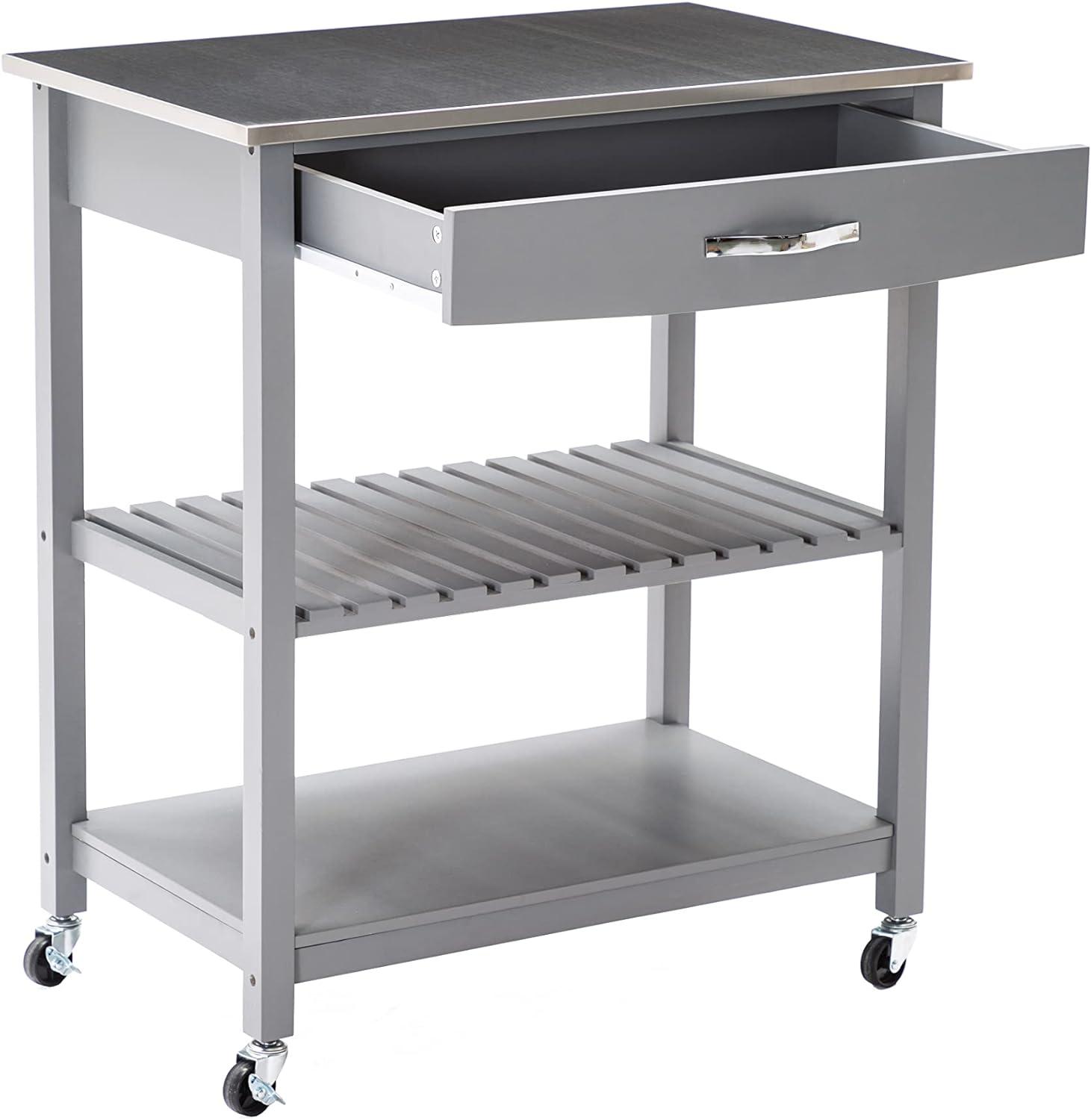 Holland Kitchen Cart with Stainless Steel Top - Boraam