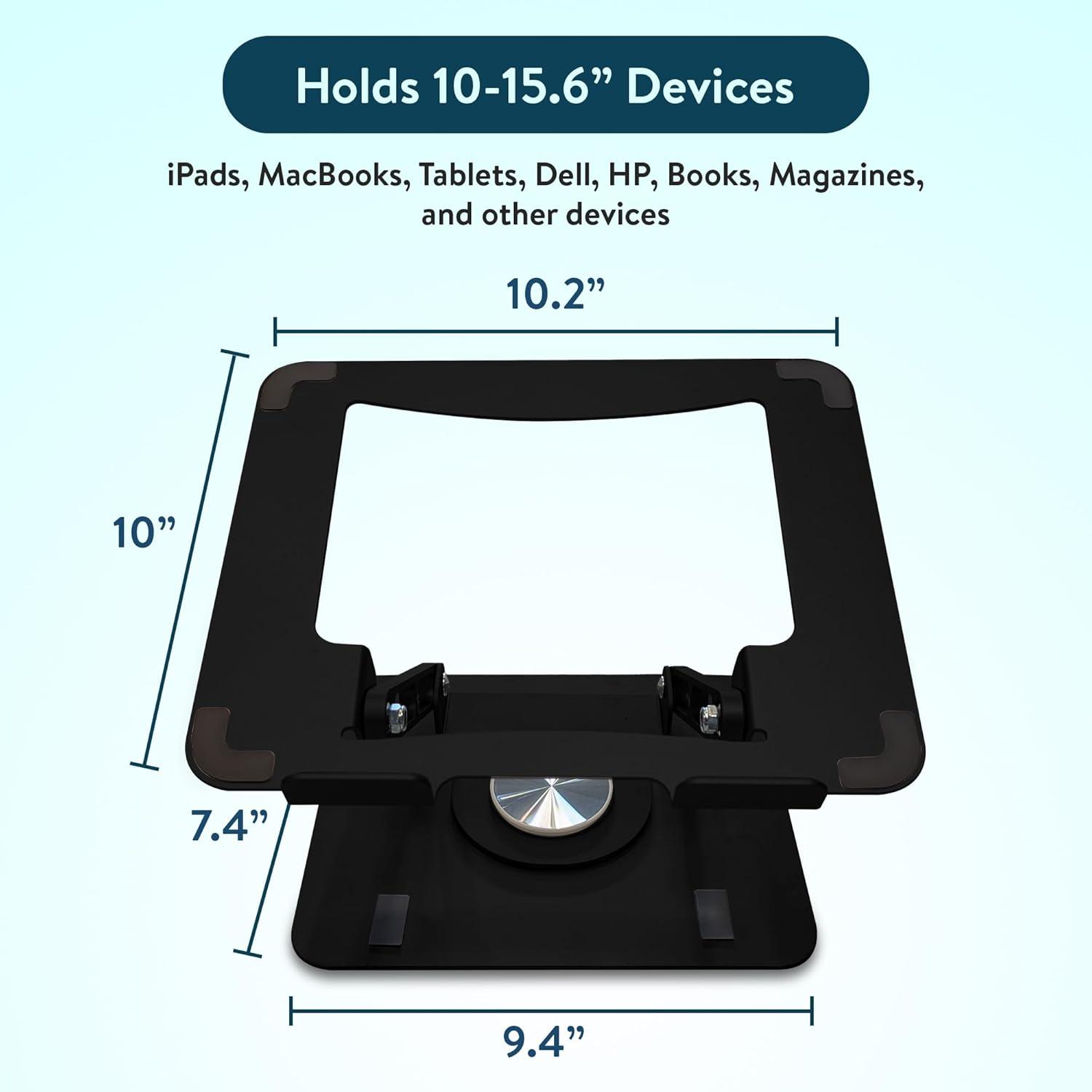 Black Adjustable Metal Swivel Laptop Stand with 360° Rotation