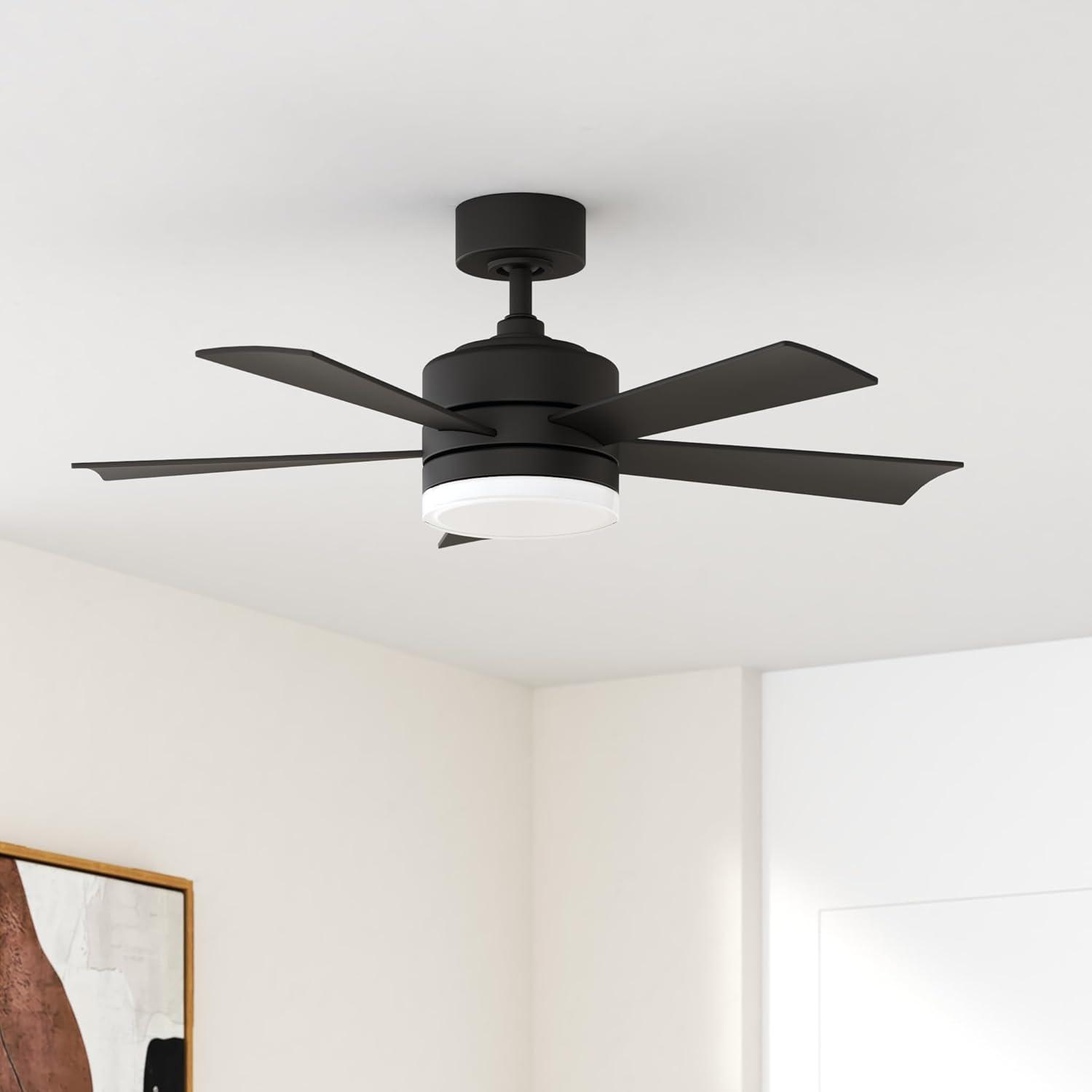 Wynd 5 - Blade Outdoor /Indoor Smart Ceiling Fan with Remote Control and LED Light Kit Included, Works With Alexa and iOS or Android App