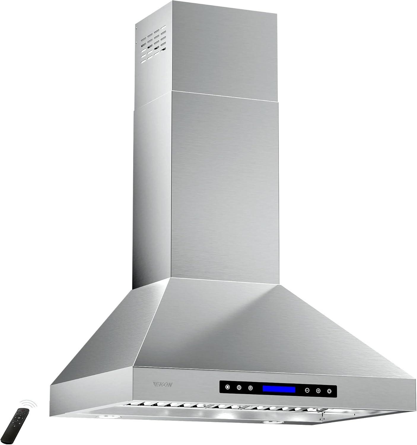 Fuhuoso 36 in. 900CFM Convertible Wall Mount Range Hood with 4 Lights,Remote,Touch Control,Long-term Warranty in Stainless Steel