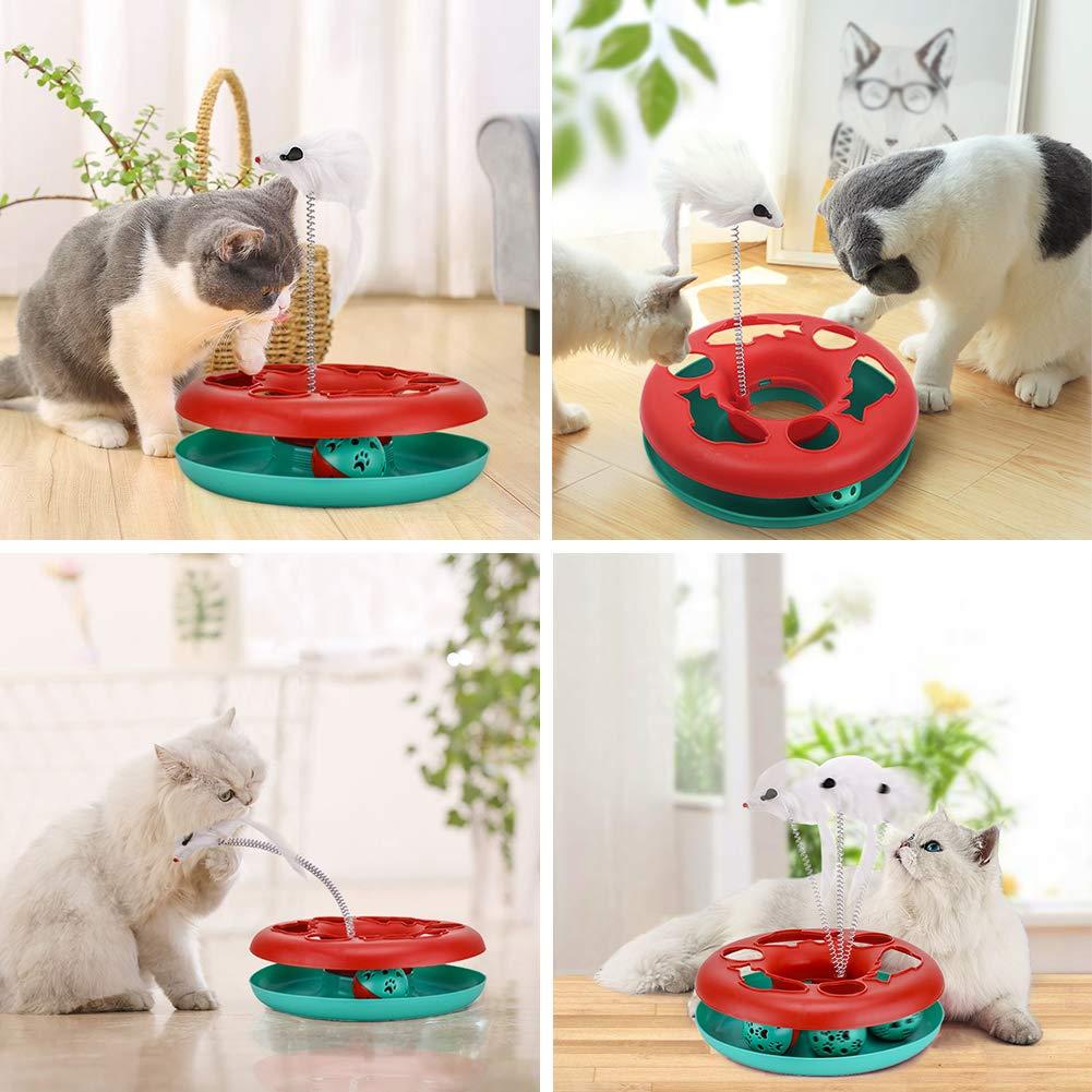 GZYS Cat Toys, Cat Toys for Indoor Cats,Interactive Kitten Toys Roller Tracks with Catnip Spring Pet Toy with Exercise Balls Teaser Mouse