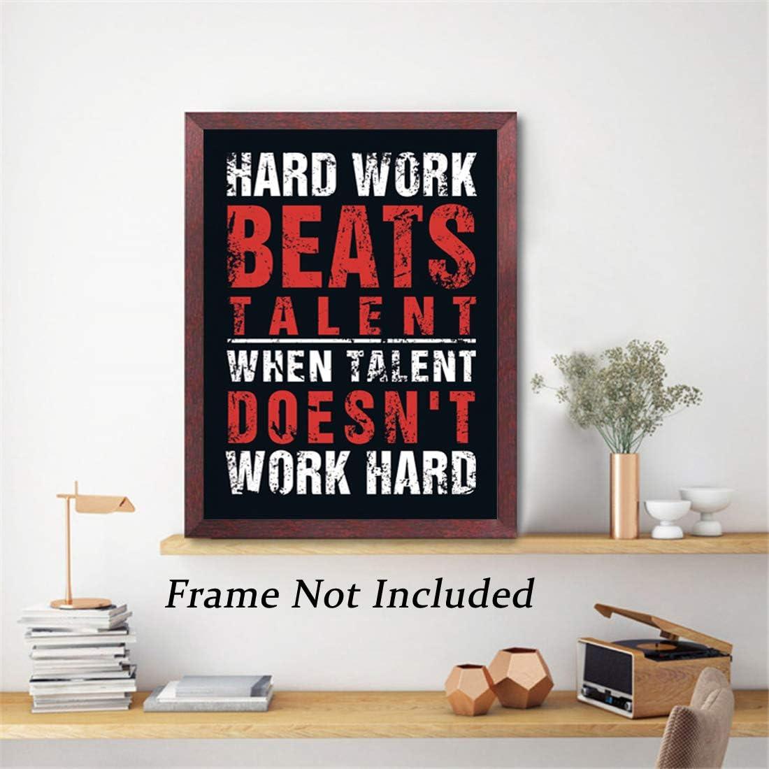 HPNIUB Inspirational Quotes Art Prints, Set of 4 (8”X10”), Chalkboard Motivational GYM Wall Art Poster, Hard Work Painting Be Strong Be Brave Wall Art for Classroom Kids Teens Bedroom Office, No Frame