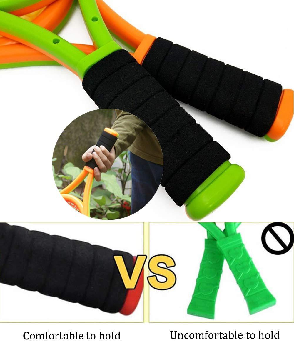 Kids Tennis Racket,17 Inch Plastic Tennis Racket with 2 Soft Balls,2 Tennis Balls and 4 Shuttlecocks for Kid,Toddler Outdoor/Indoor Sport Play