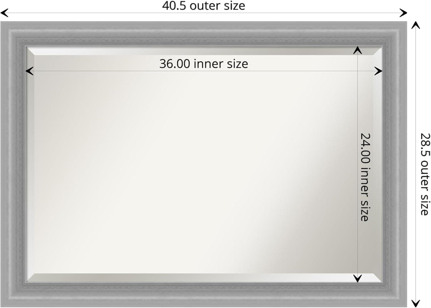 Elegance Polished Nickel 40.5" x 28.5" Rectangular Silver Wall Mirror