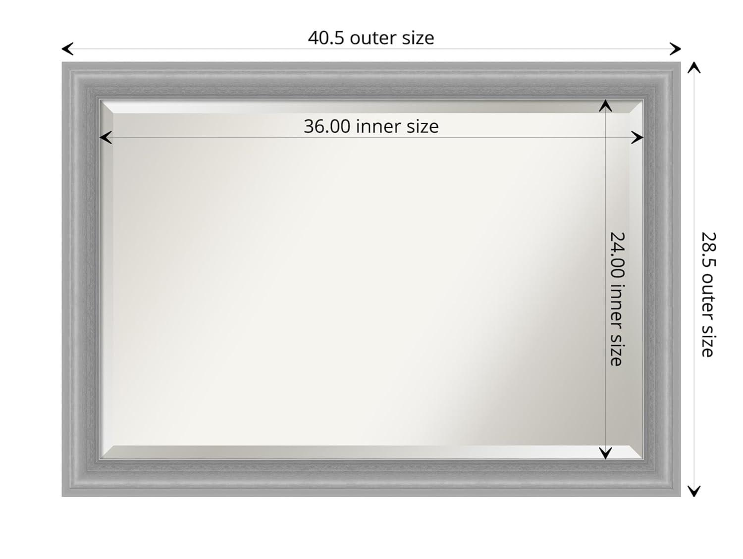 Amanti Art Peak 40.5-Inches x 28.5-Inches Framed Rectangle Bathroom Vanity Mirror ( Silver )