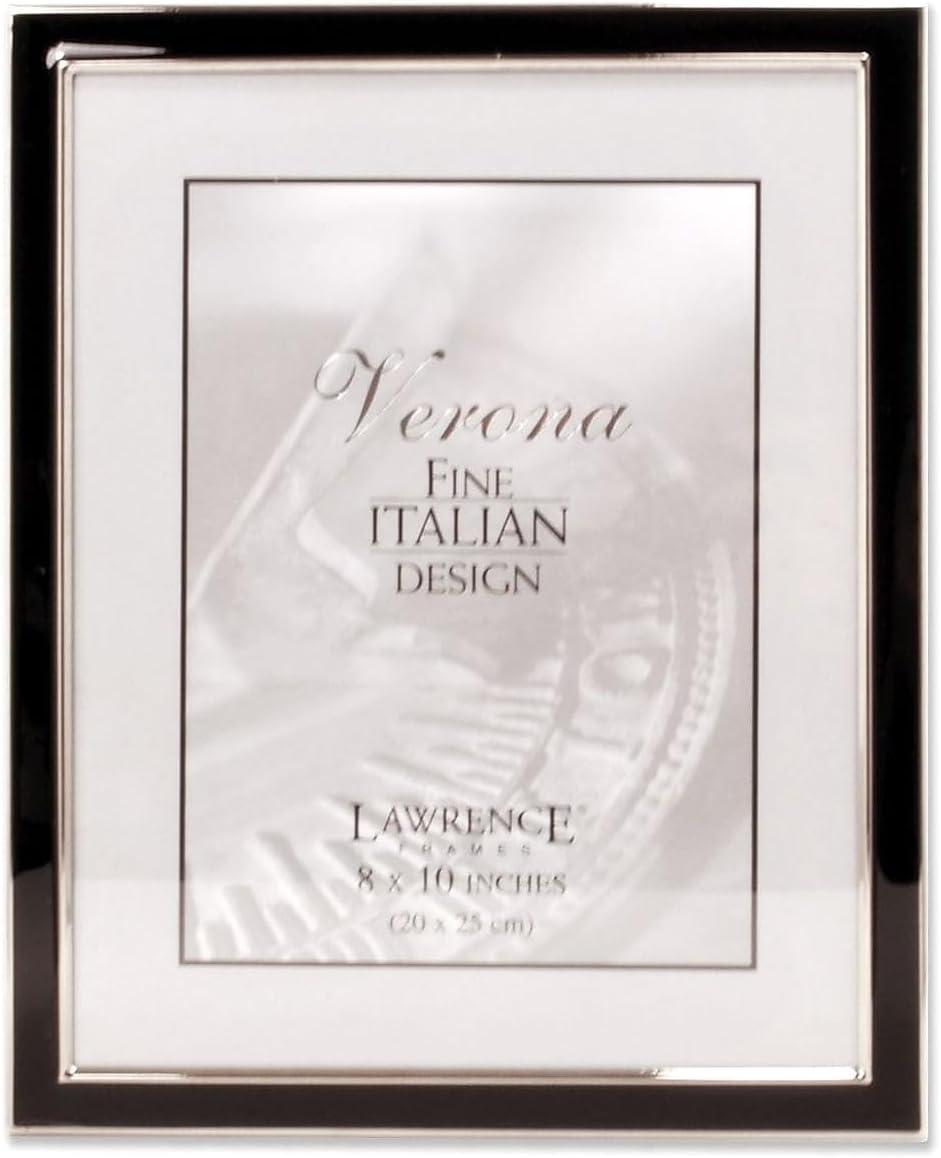 Lawrence Frames Silver Plated 8x10 Metal with Black Enamel Picture Frame 586080