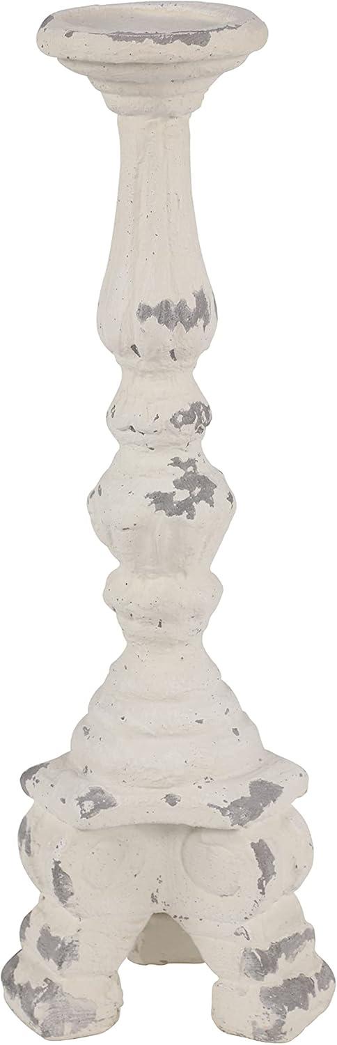 Elegant Vintage White Ceramic 20" Candlestick Holder