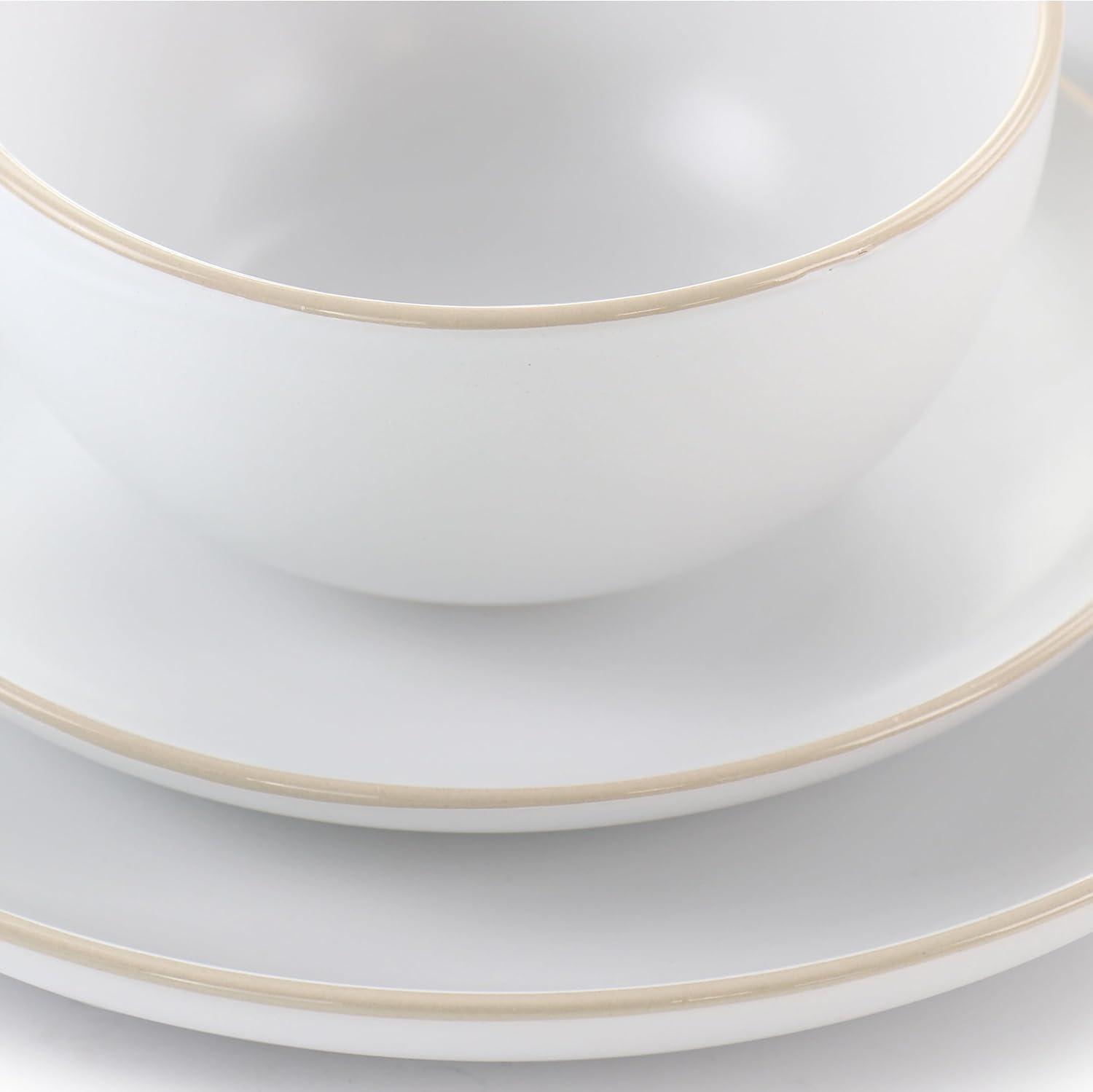 Gibson Home Rockaway 12 Piece Stoneware Dinnerware Set in White