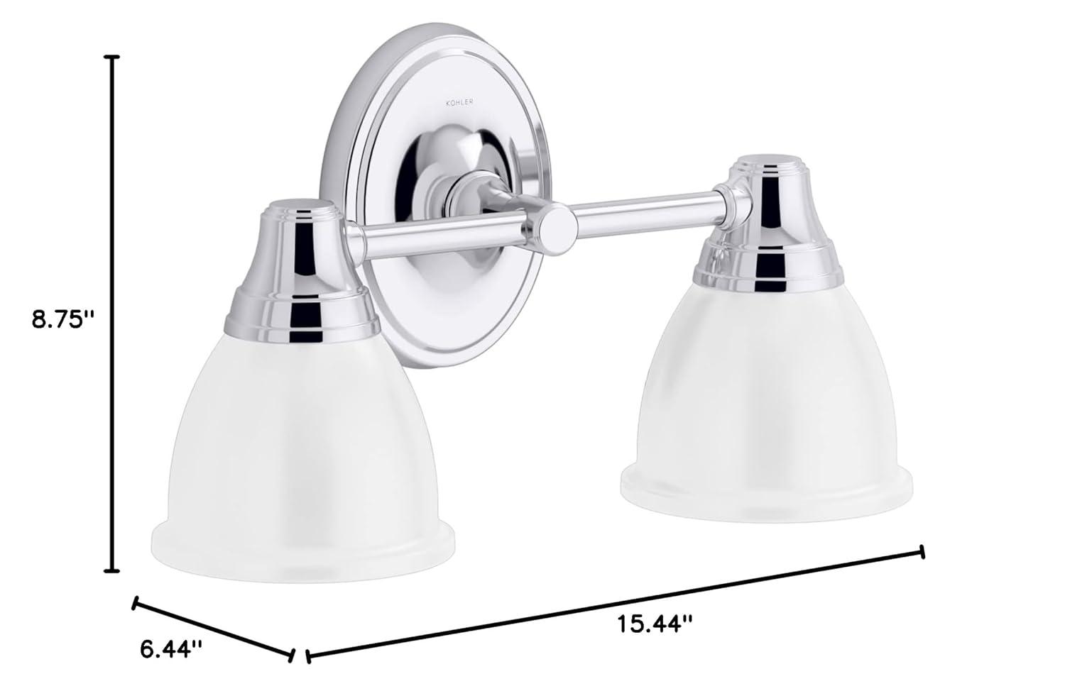 Forte 2 Light Indoor Bathroom Vanity Light Fixture, Position Facing Up or Down, UL Listed