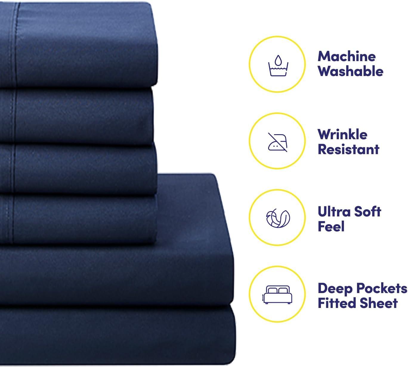 Sweet Home Collection All Season Bed-in-A-Bag 5pc/7pc Solid Color Comforter & Sheet Set Ultra Soft Bedding by Sweet Home Collection