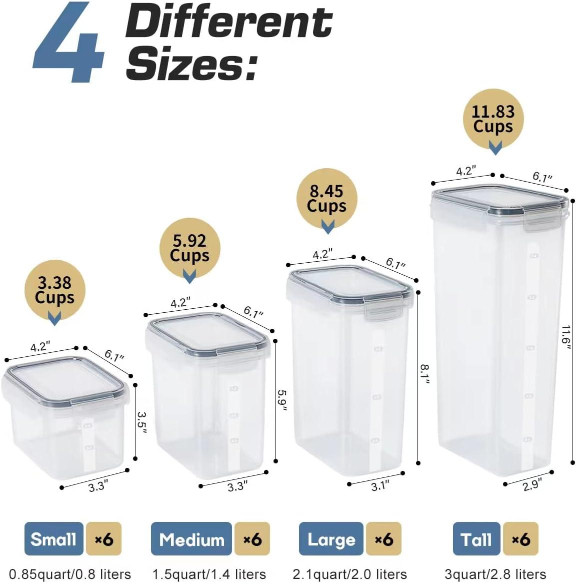 Airtight Clear Pantry Canister Set 14-Pack Dark Gray Stackable Organizer for Food Storage