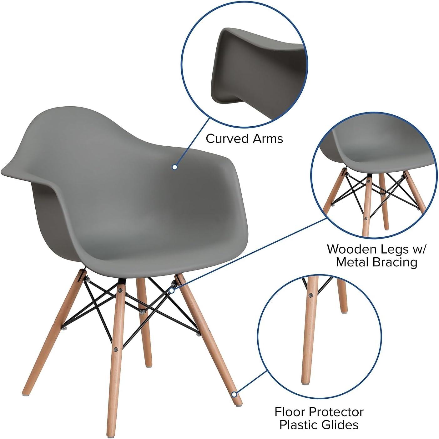 Flash Furniture Alonza Series Moss Gray Plastic Chair with Wooden Legs