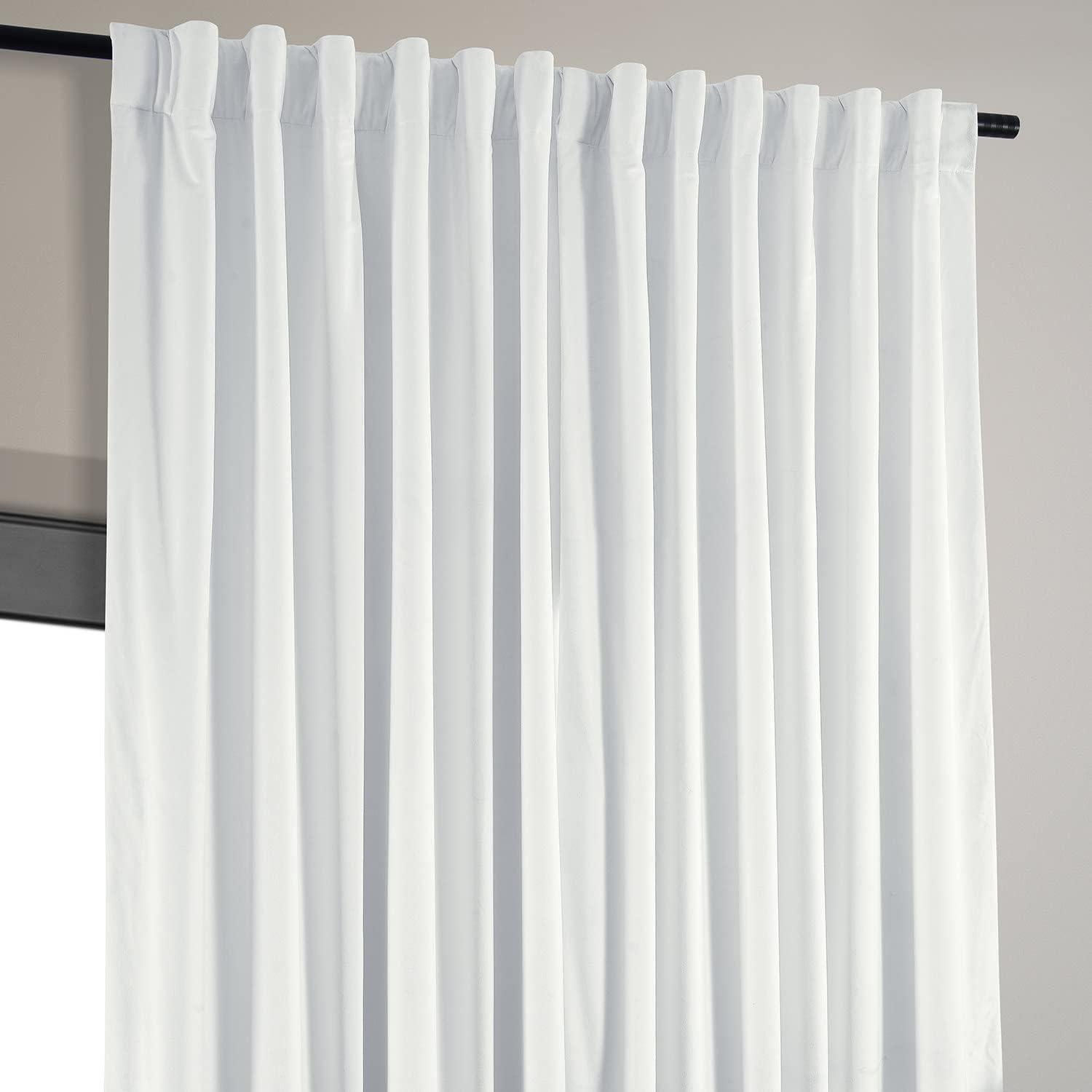 Exclusive Fabrics  Signature Extra Wide Blackout Velvet Curtain (1 Panel) Primary White 100 x 96 96 Inches