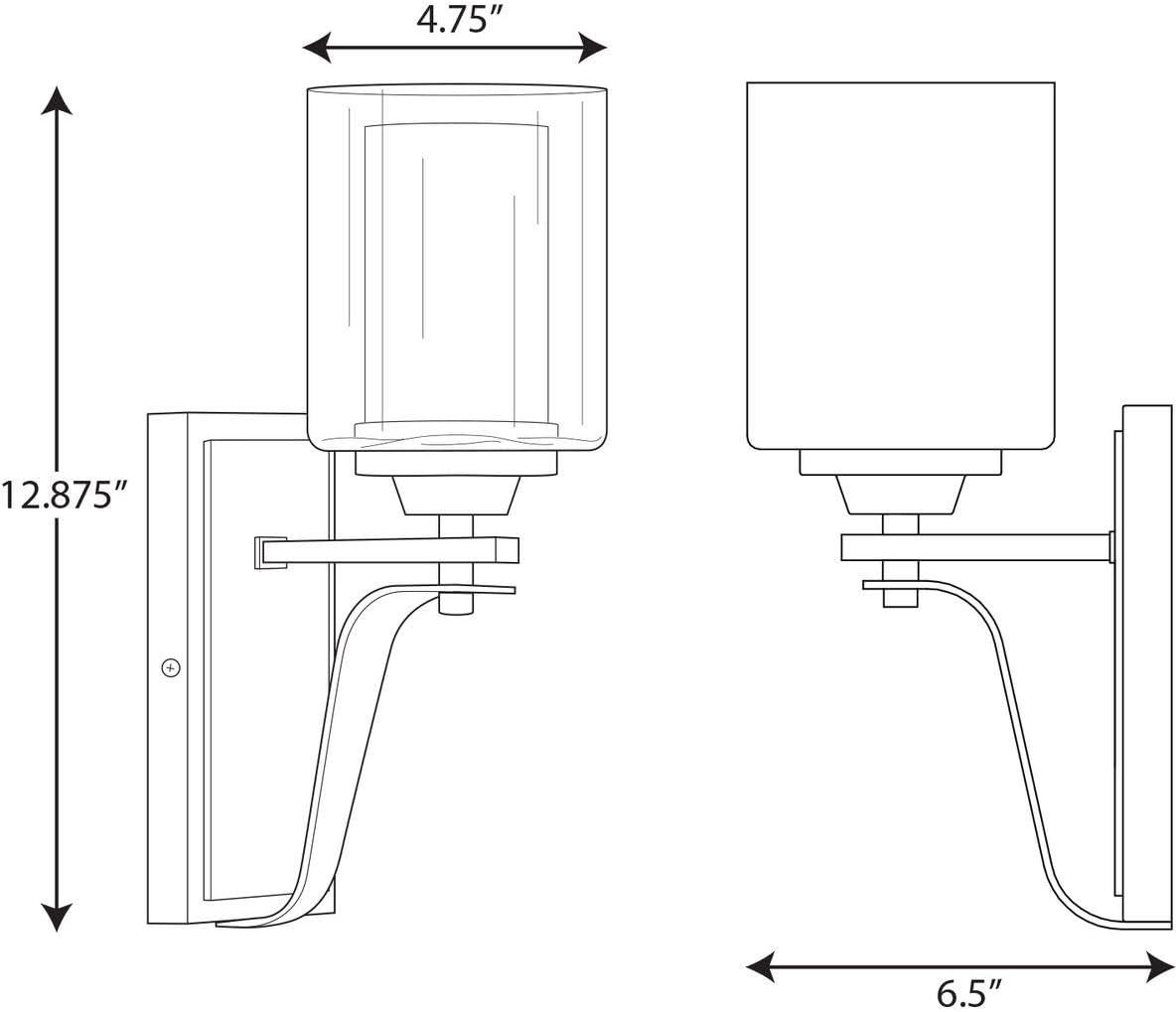 Progress Lighting Kene 1-Light Wall Bracket, Graphite, Etched Glass Shade