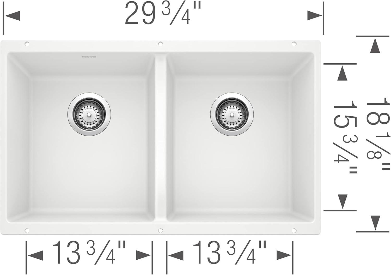 Precis SILGRANIT 29" L X 18.13'' W Double Bowl Undermount Kitchen Sink