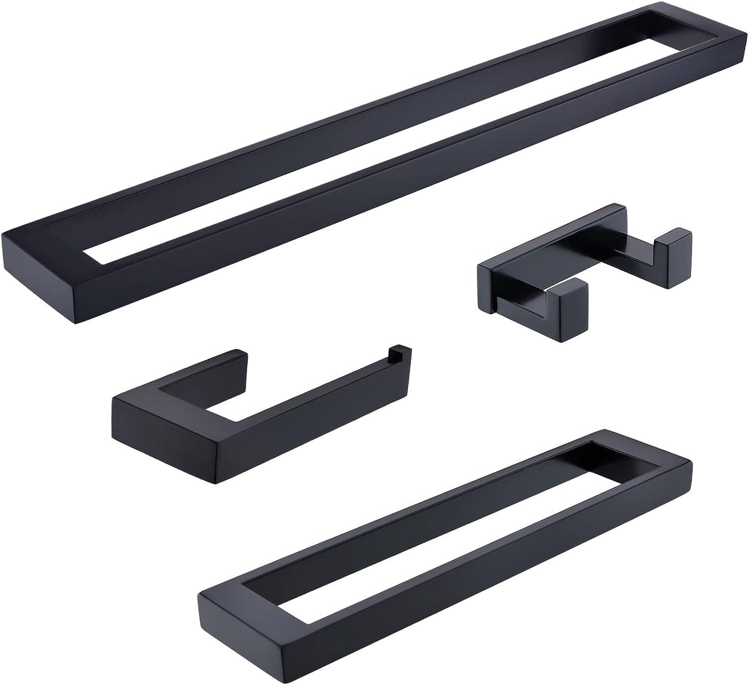 Matte Black 4-Piece Stainless Steel Bathroom Hardware Set