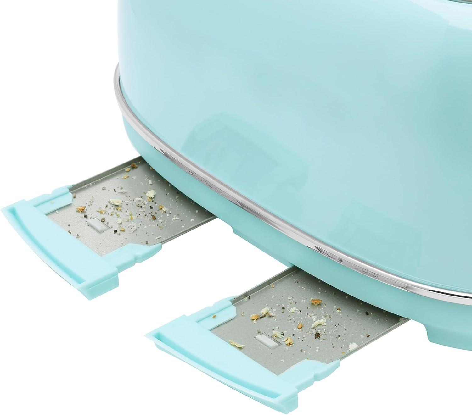 Haden Heritage 4 Slice Wide Slot Stainless Steel Toaster with Adjustable Browning Control & Non-Slip Feet, Turquoise & Chrome