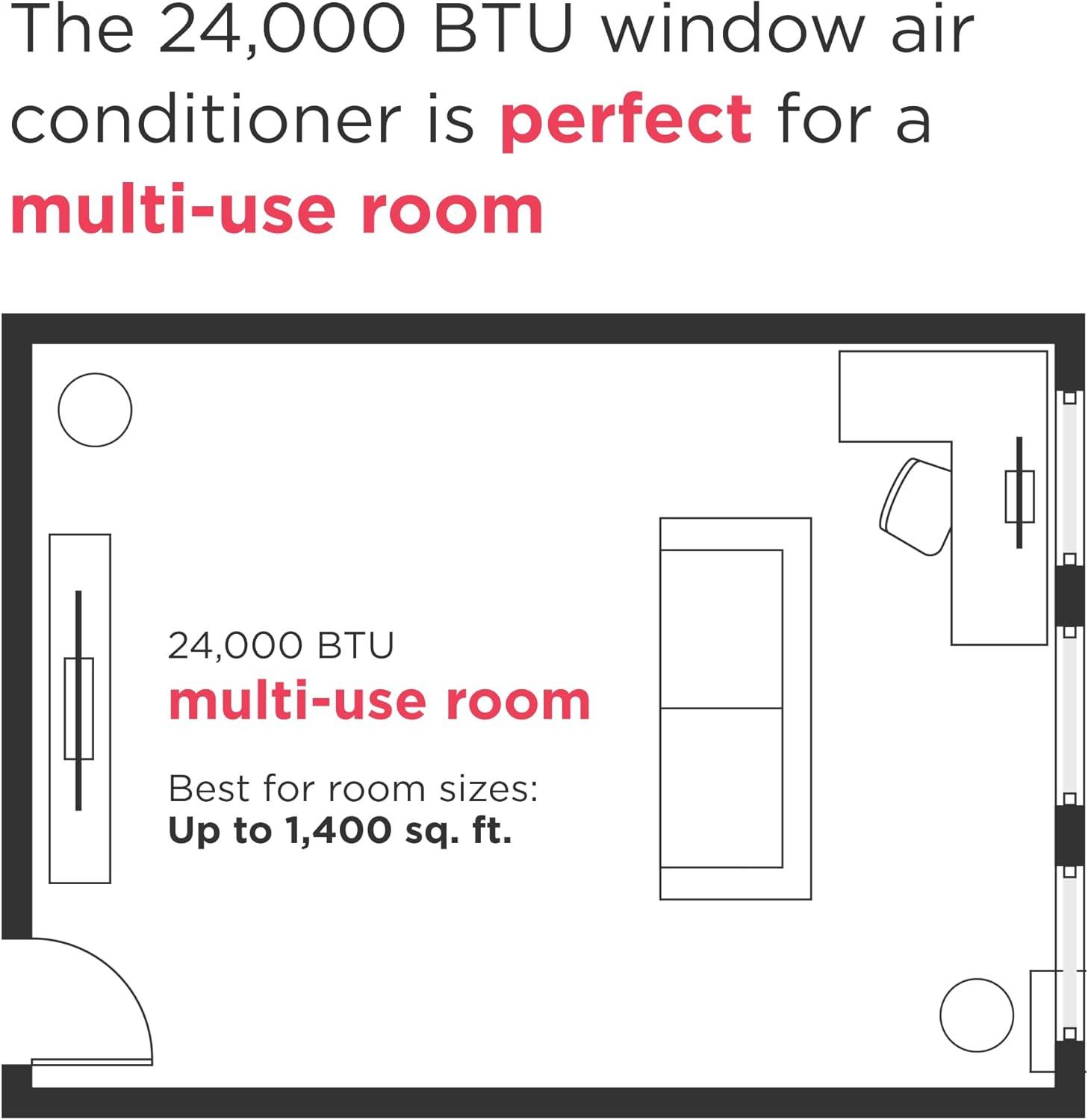 Frigidaire 24,000 BTU Smart Inverter Window Air Conditioner with Wi-Fi and Energy Star Certification, Cools Up to 1,020 Sq. Ft., Ultra Quiet Operation, White