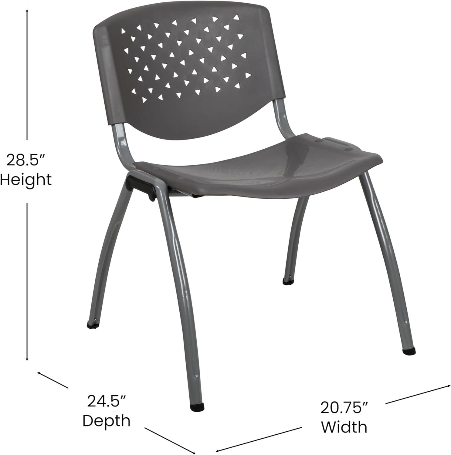 Flash Furniture Memphis 880 lb. Capacity Plastic Stack Chair with Powder Coated Frame