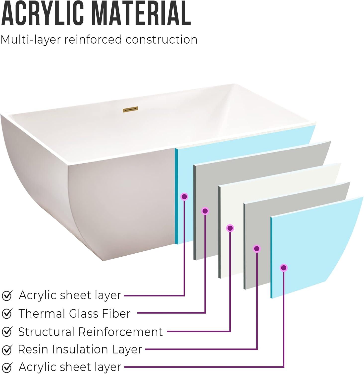 Lydia 59" x 30" Freestanding Soaking Bathtub
