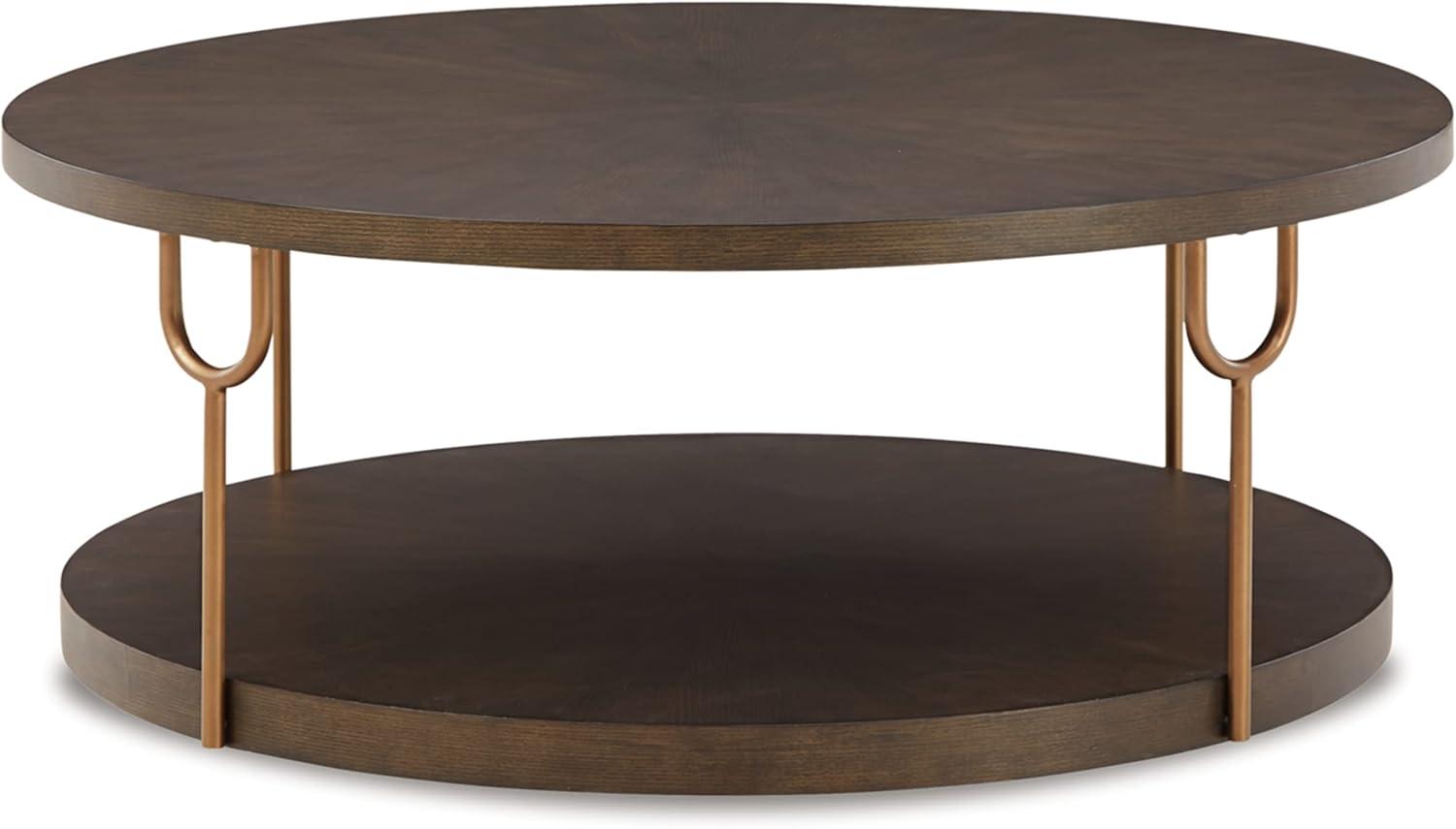 Signature Design by Ashley Contemporary Brazburn Coffee Table, Dark Brown/Gold Finish