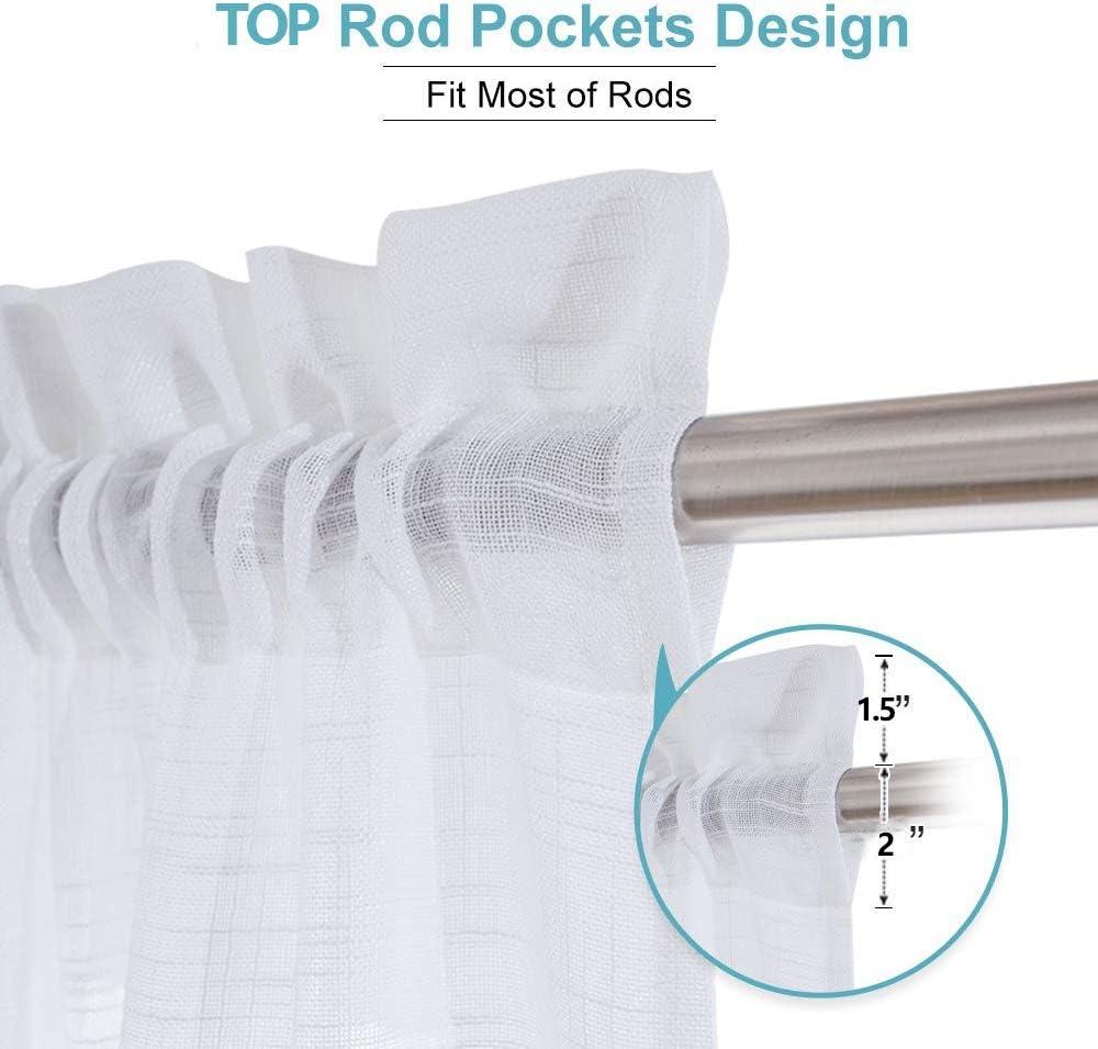 Cozynight White Sheer Tier Curtains 24 inch Length Linen Curtain Sheer Curtain Transparent Half Window Curtains Kitchen Tiers Bathroom Small Curtains Cafe Curtains Light Filtering Rod Pocket 2 Panels