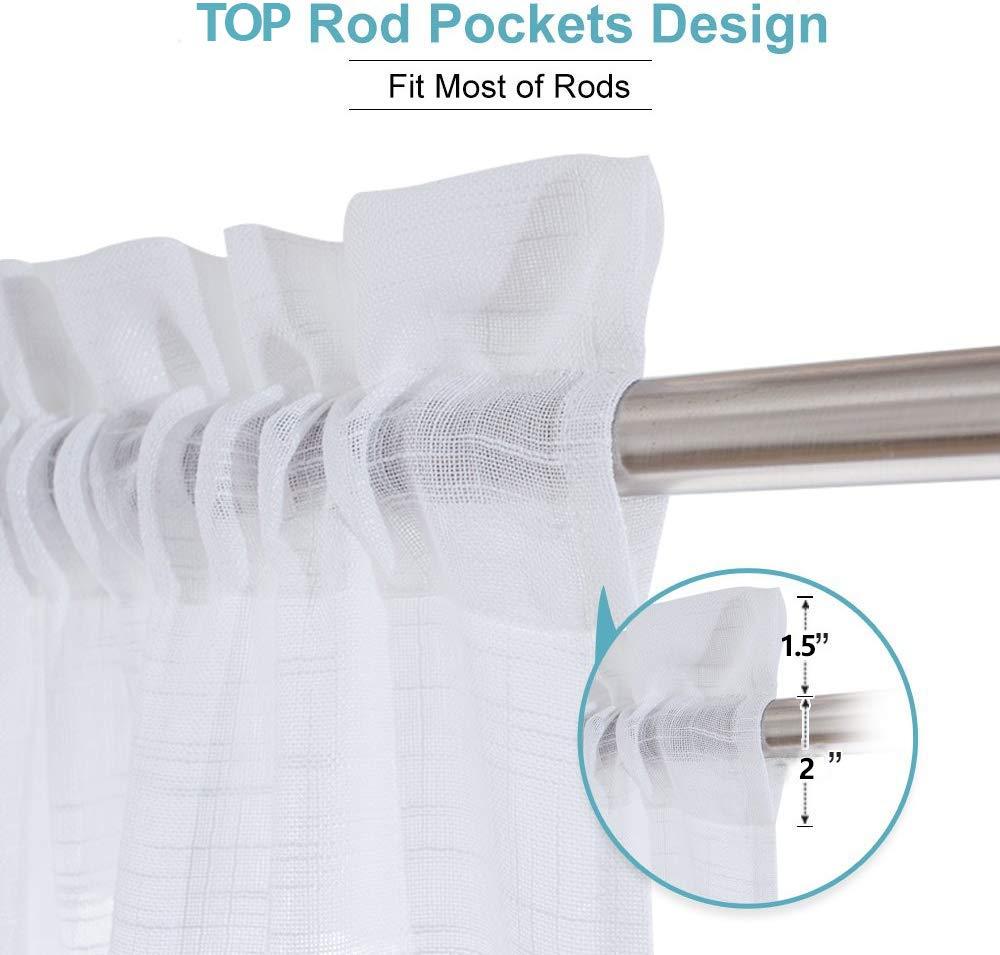 Cozynight White Sheer Tier Curtains 24 inch Length Linen Curtain Sheer Curtain Transparent Half Window Curtains Kitchen Tiers Bathroom Small Curtains Cafe Curtains Light Filtering Rod Pocket 2 Panels