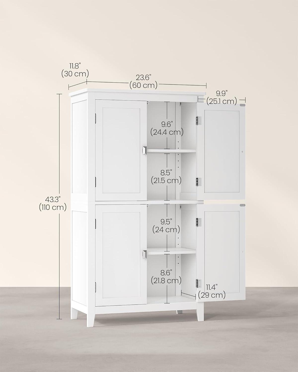 White Engineered Wood Cabinet with Adjustable Shelving