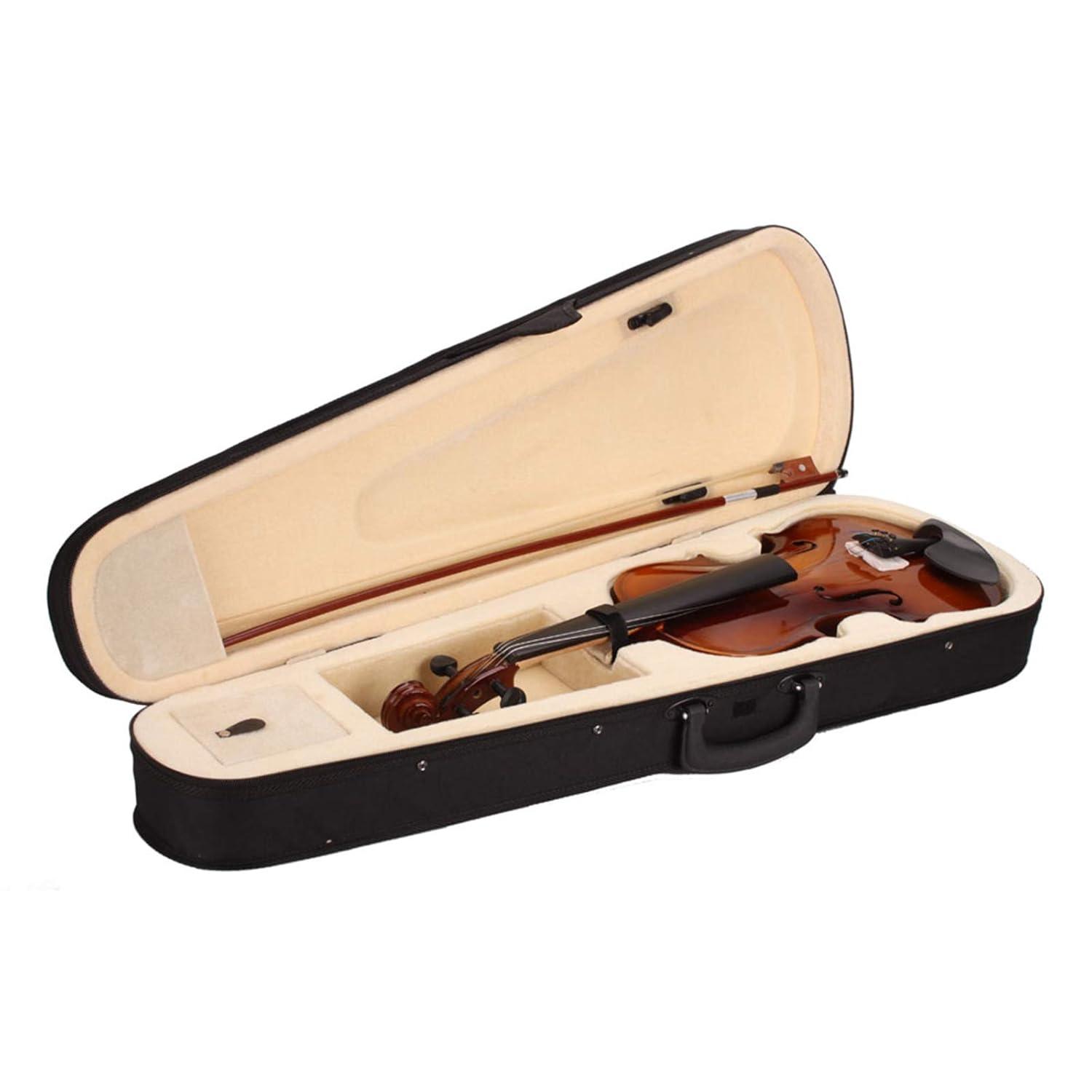 4/4 Acoustic Violin Set,Beginner Violin Vintage Solid Wood Violin Starter Kit with Carrying Case,Bow and Rosin (Natural)