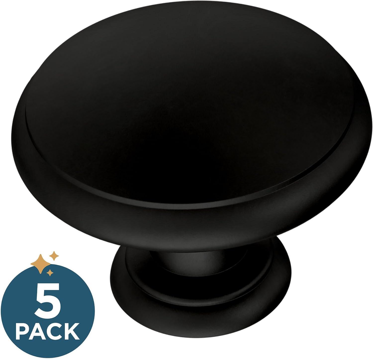 Matte Black Brass Round Drawer Knobs with Mounting Hardware