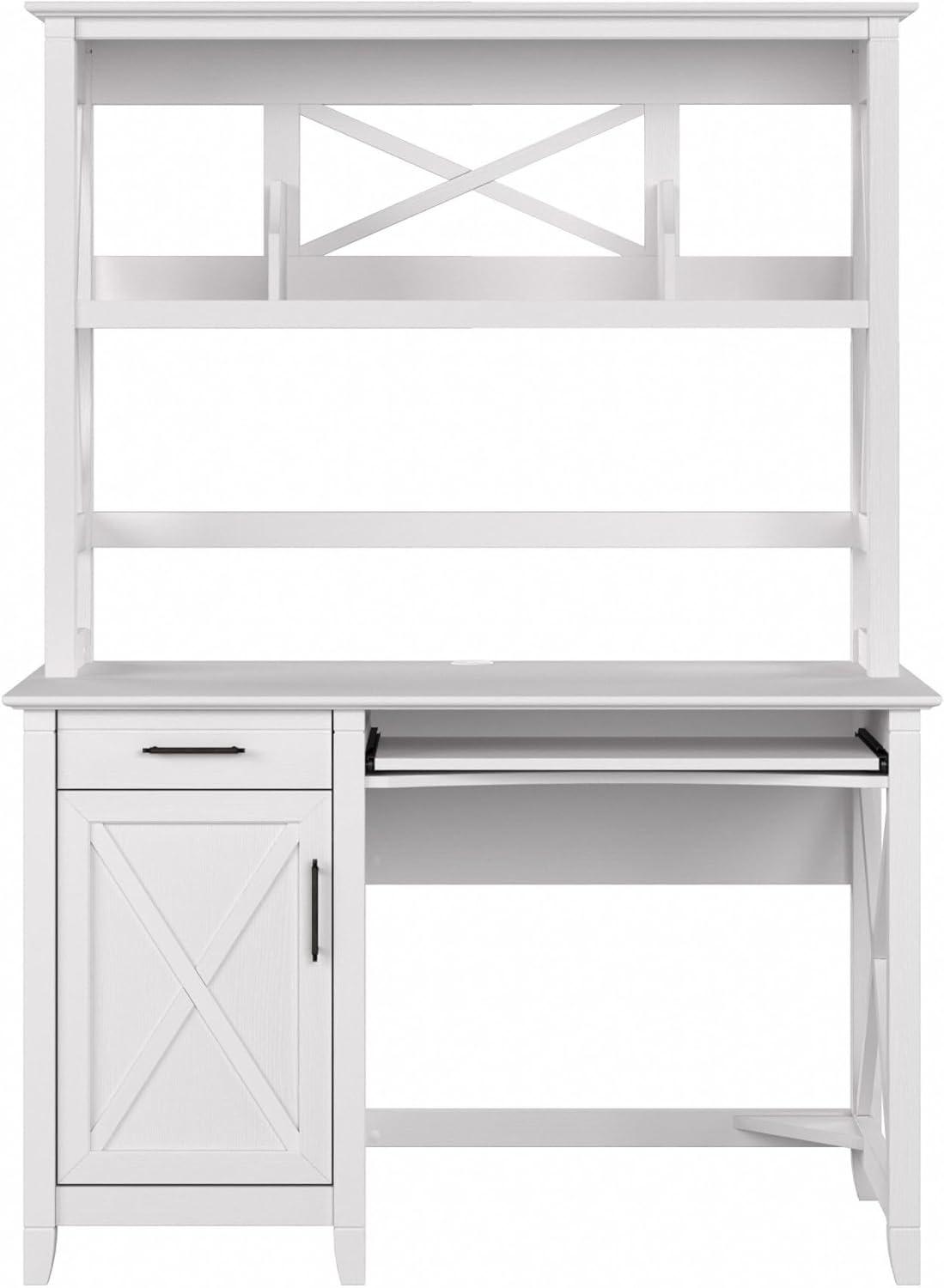 Key West 48W Small Computer Desk with Hutch in Pure White Oak - Engineered Wood