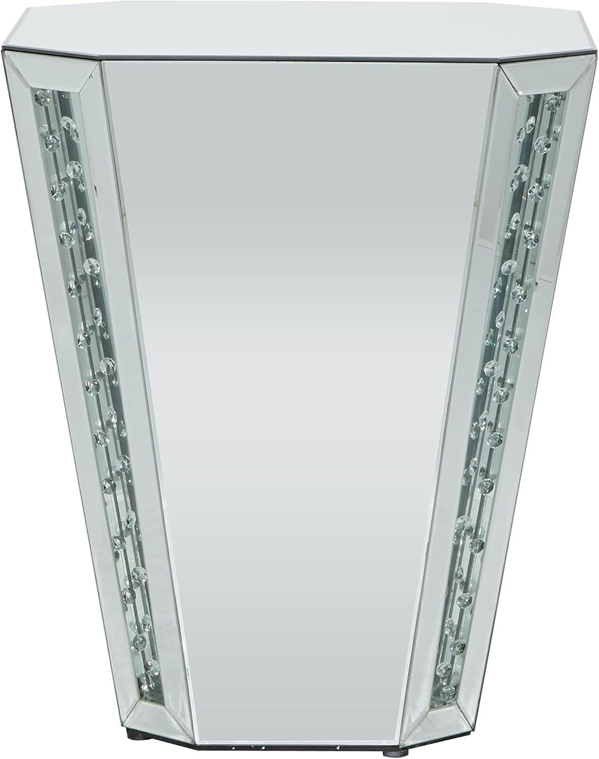 DecMode 20" x 24" Silver Glass Mirrored Geometric Accent Table, 1-Piece