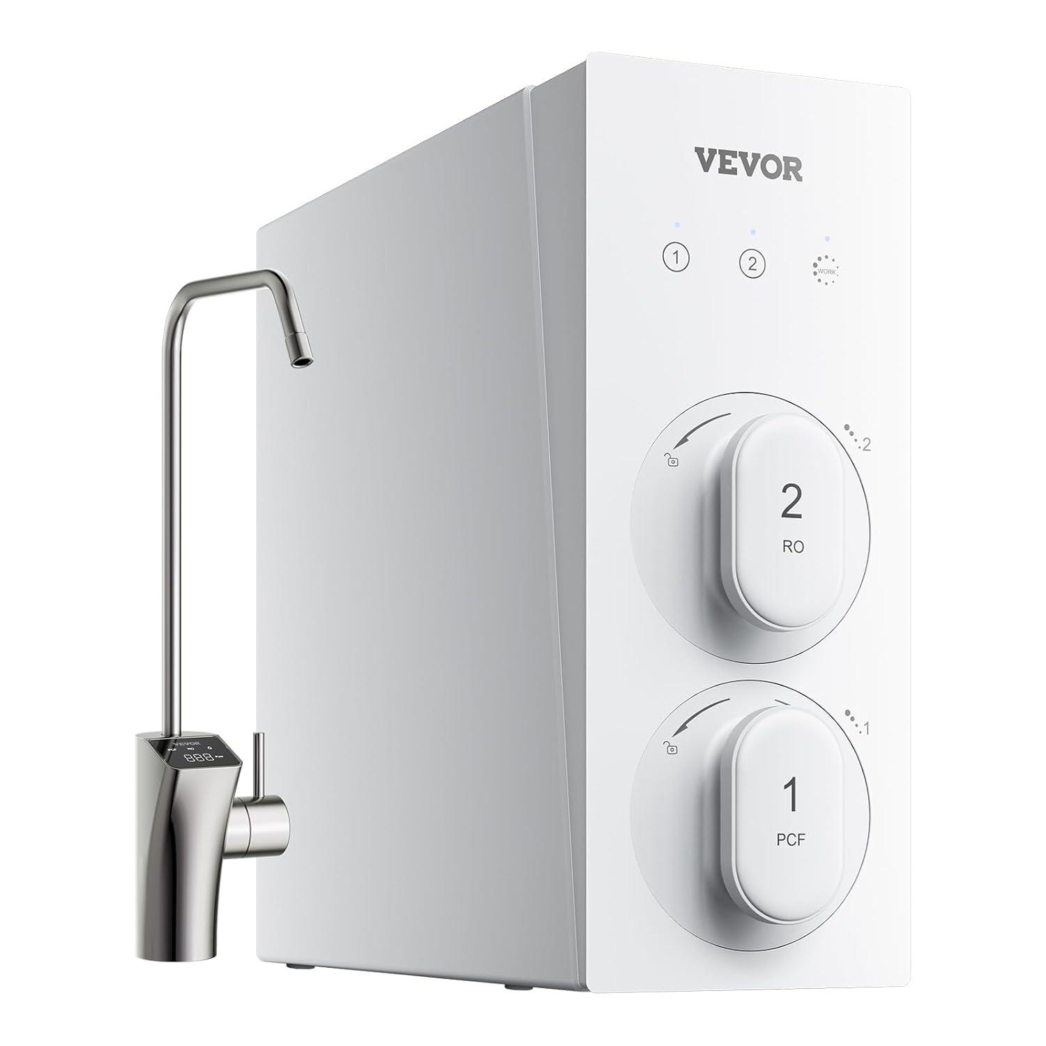 VEVOR Reverse Osmosis System, 800 GPD 8-stage Tankless Reverse Osmosis Water Filter, NSF Certified TDS Reduction, Under Sink Water Filtration System with Smart Display Faucet, 2:1 Pure to Drain Ratio