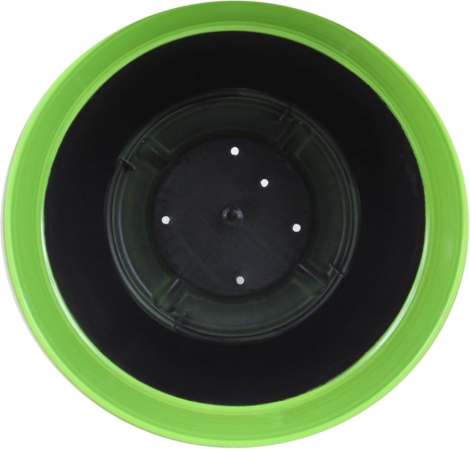 Garden Elements Indoor/Outdoor Glazed Brushed Happy Plastic Planter, Large, Bright Green, 15"