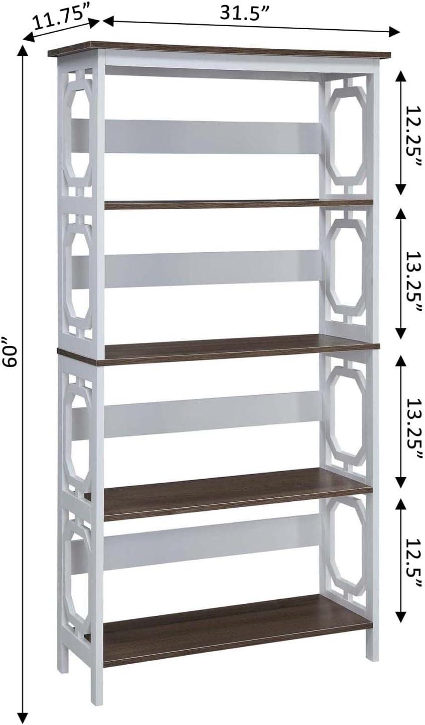 Convenience Concepts Omega 5 Tier Bookcase, Driftwood Shelves/White