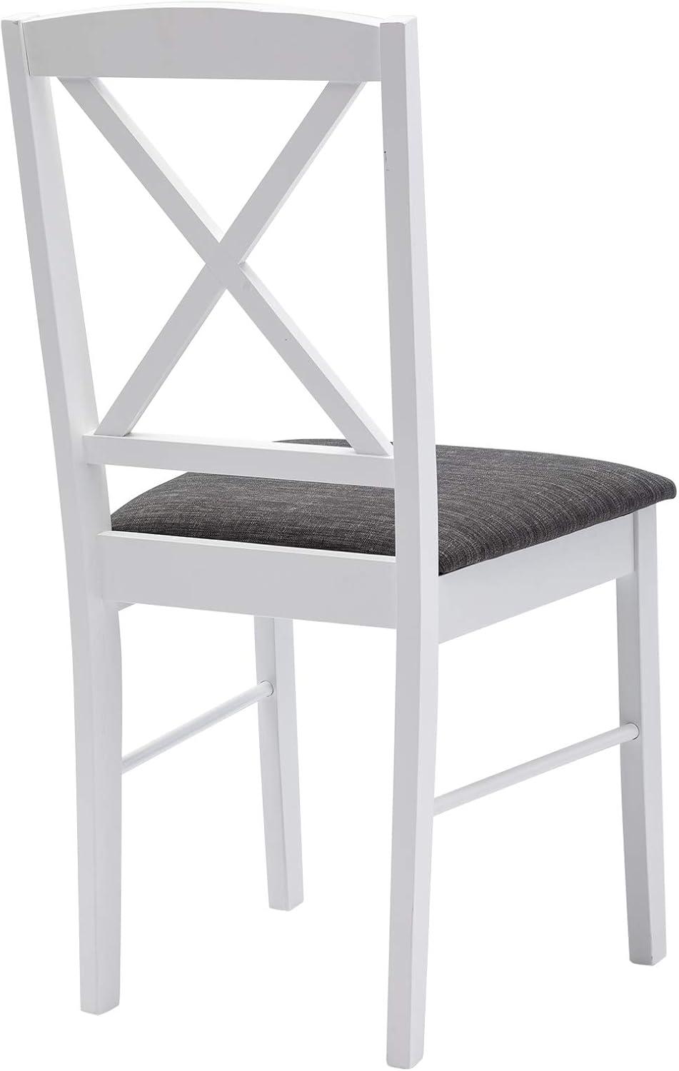 Duhome Set of 2 Dining Chairs with Solid Wood Linen Upholstered Armless Cross back for Dining Room Kitchen White 2 Pack