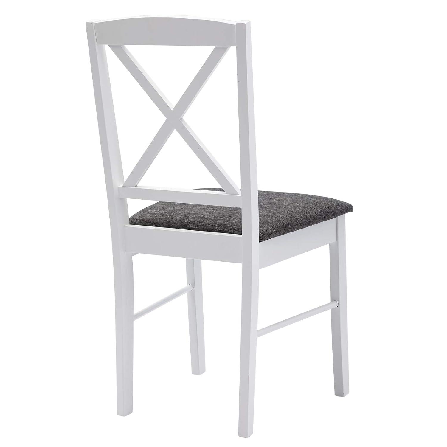 Duhome Set of 2 Dining Chairs with Solid Wood Linen Upholstered Armless Cross back for Dining Room Kitchen White 2 Pack