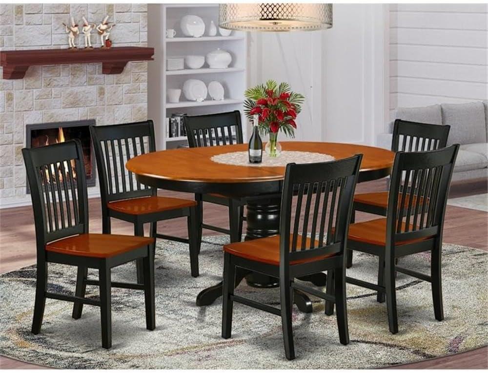 Black and Cherry 7-Piece Oval Wood Dining Set with Butterfly Leaf