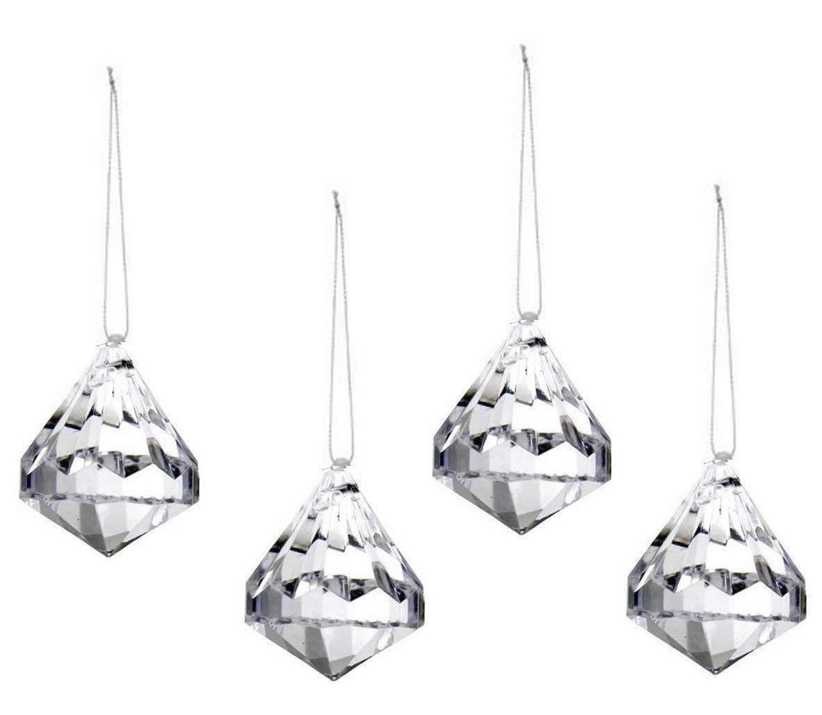 HOHIYA 24pc Crystal Ornaments Christmas Tree Diamond Decorations Balls Clearance Hanging Crystals for Centerpieces Acrylic Gem Beads Taiwan Made Clear Color