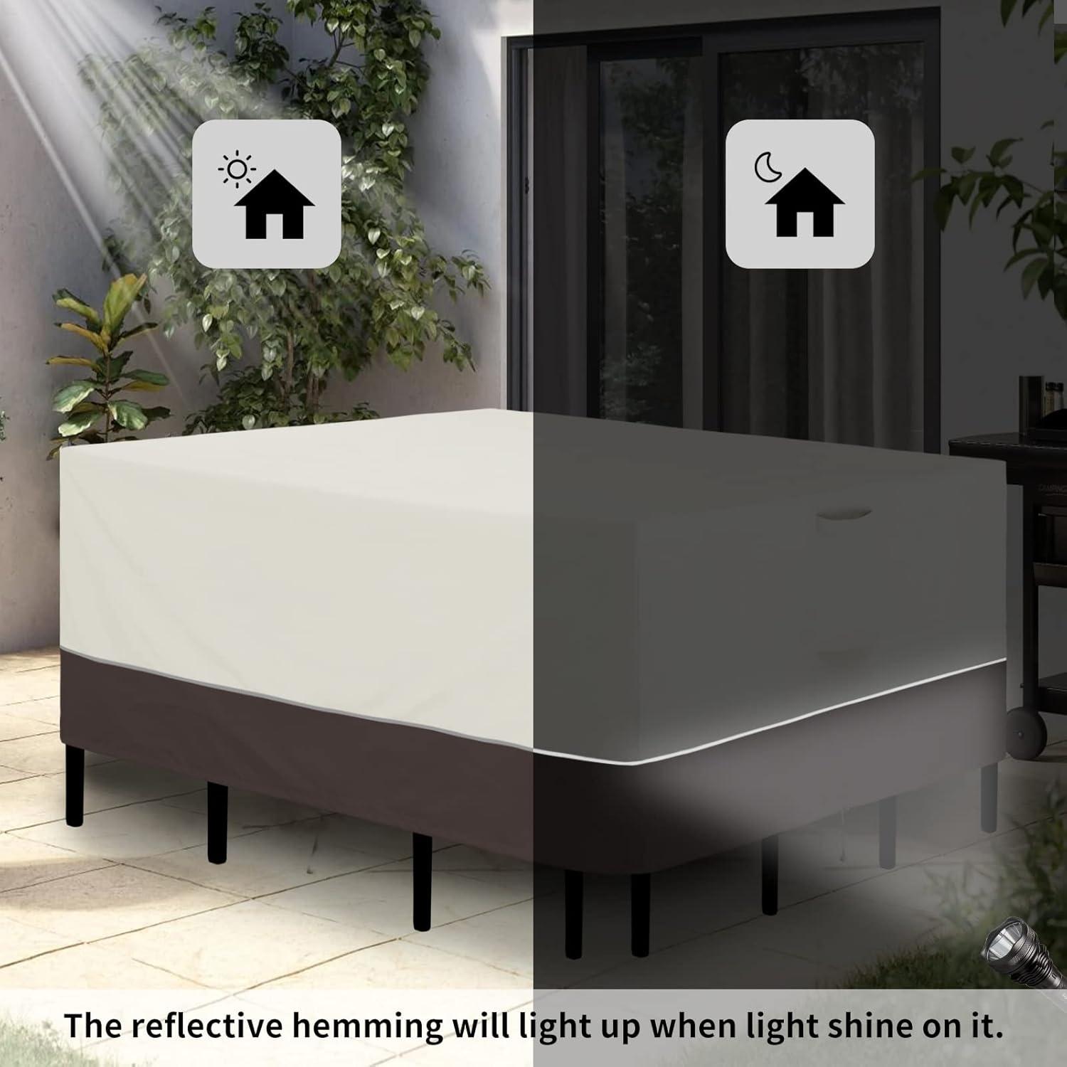 Arlmont & Co. Patio Furniture Cover 76"X76" Square Outdoor Table And Chair Set Covers Waterproof UV Resistant Outdoor Sectional Sofa Set Covers, Beige/Brown