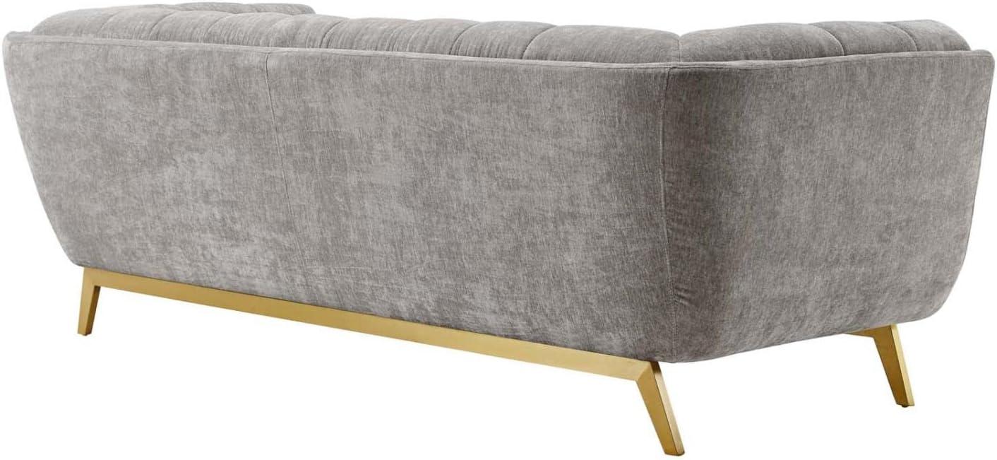 Modway Bestow Crushed Performance Velvet Sofa in Light Gray
