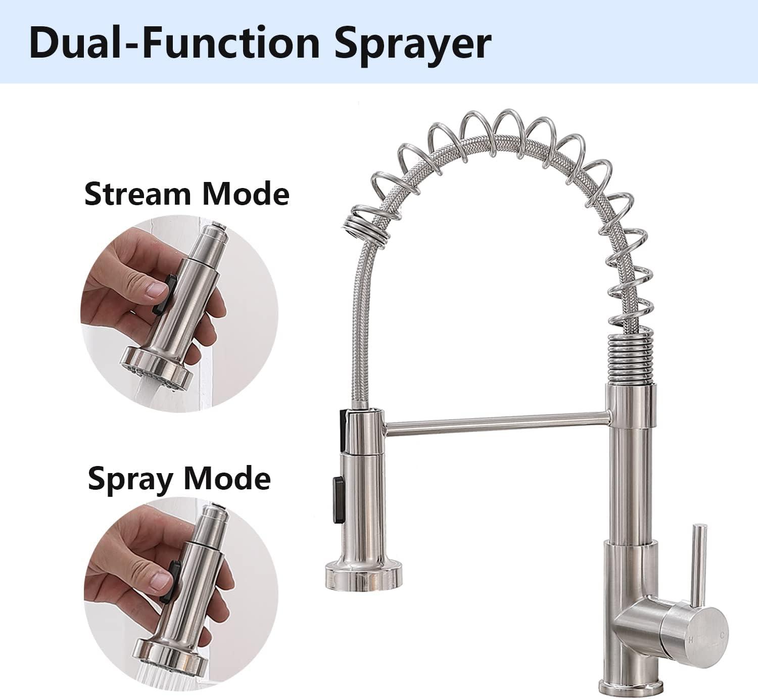 Brushed Nickel Stainless Steel Pull Down Kitchen Faucet