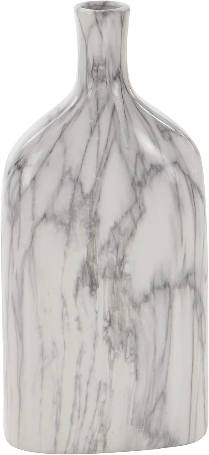 DecMode 6"W, 13"H Faux Marble Gray Ceramic Vase, Set of 3