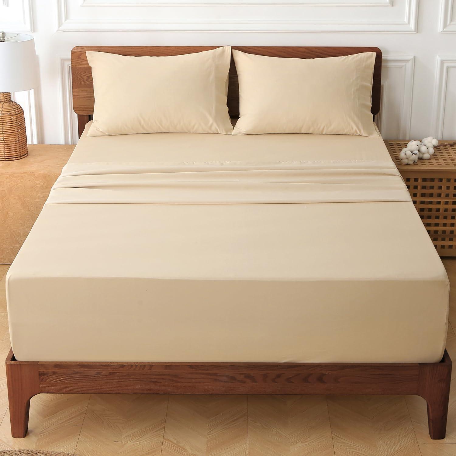 HYPREST 100% Cotton Sheets Extra Deep Pocket, Hotel Luxury Soft Cooling Cotton Sheet Sets