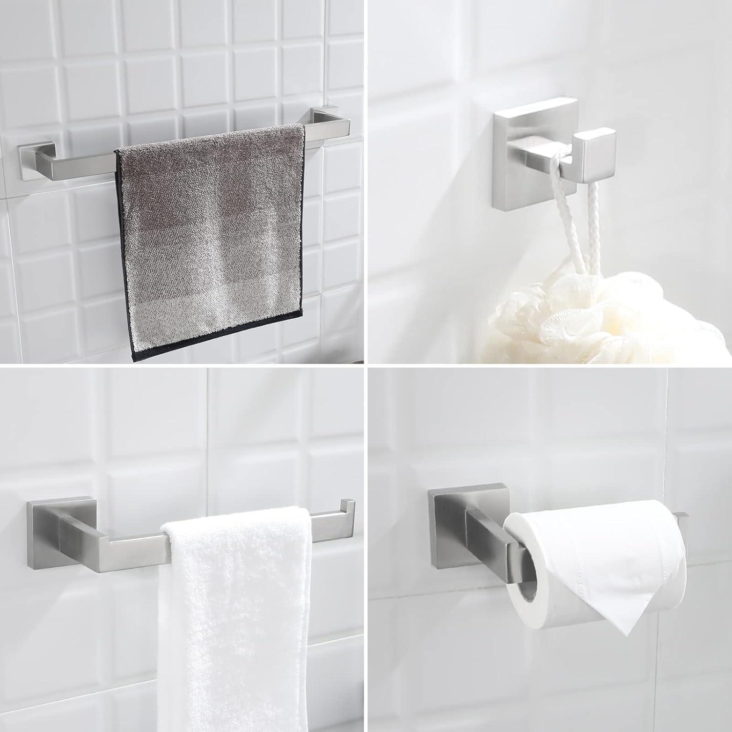 AUMIY  5 pcs Bathroom Hardware Accessories Set  Stainless Steel  Towel Bar Set  Includes  Towel Bar  Toilet Paper Holder  Hand Towel Holder And 2*Towel Hooks  Wall Mounted