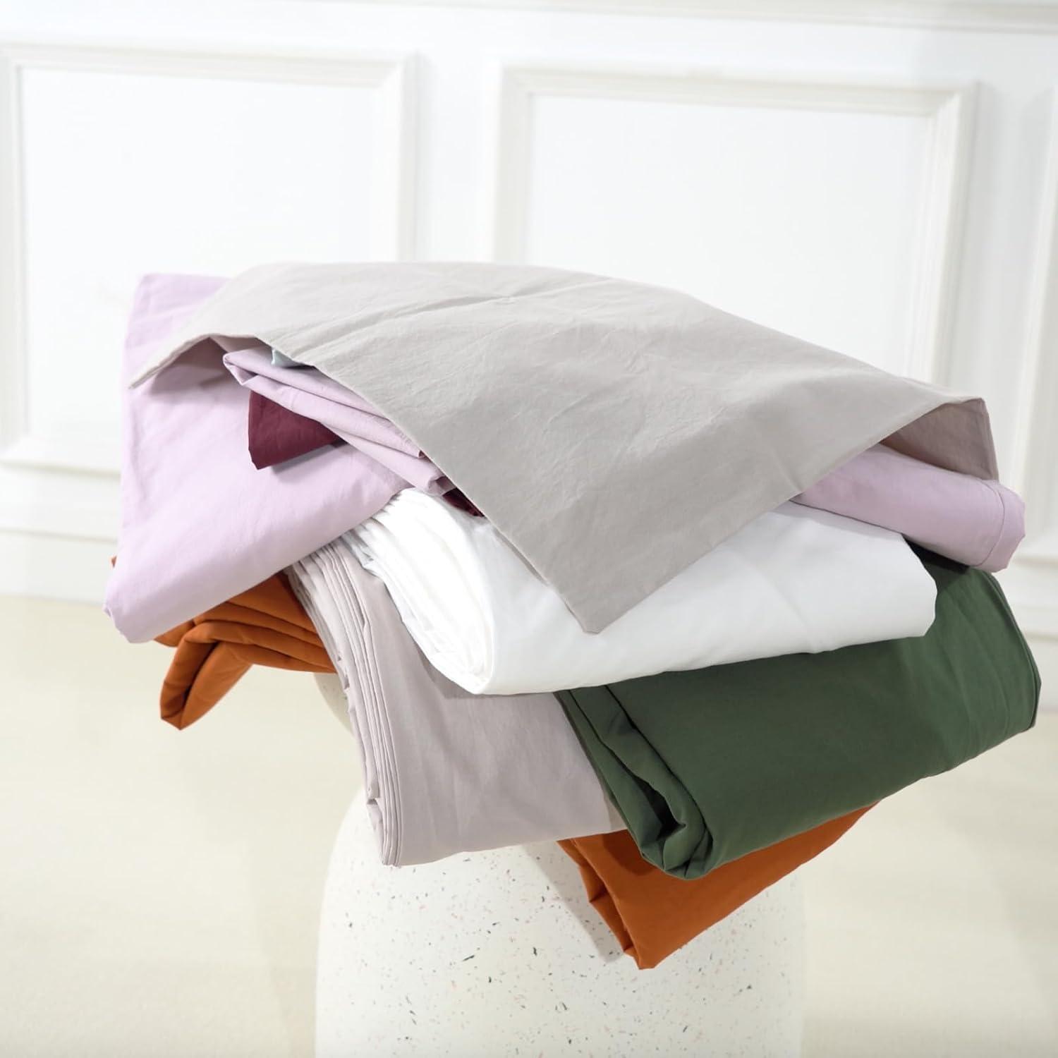 NEXHOME PRO Duvet Cover Set 100% Washed Cotton Oversized Queen 98"x98", Organic Natural Linen Look Textured 3 Pieces Bedding Set Apricot Yellow with Zipper Closure, Breathable, Soft (No Comforter)