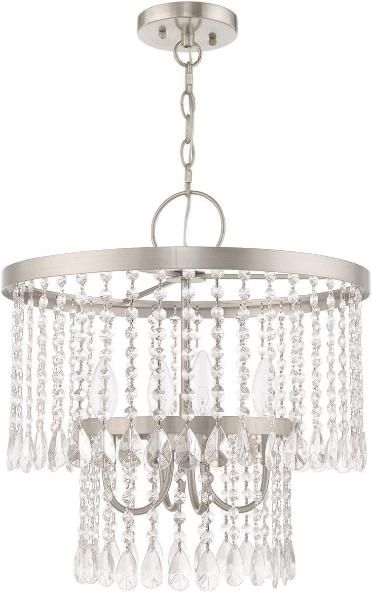 Livex Lighting 51064 Elizabeth 4 Light 18" Wide Crystal Drum Chandelier - Nickel