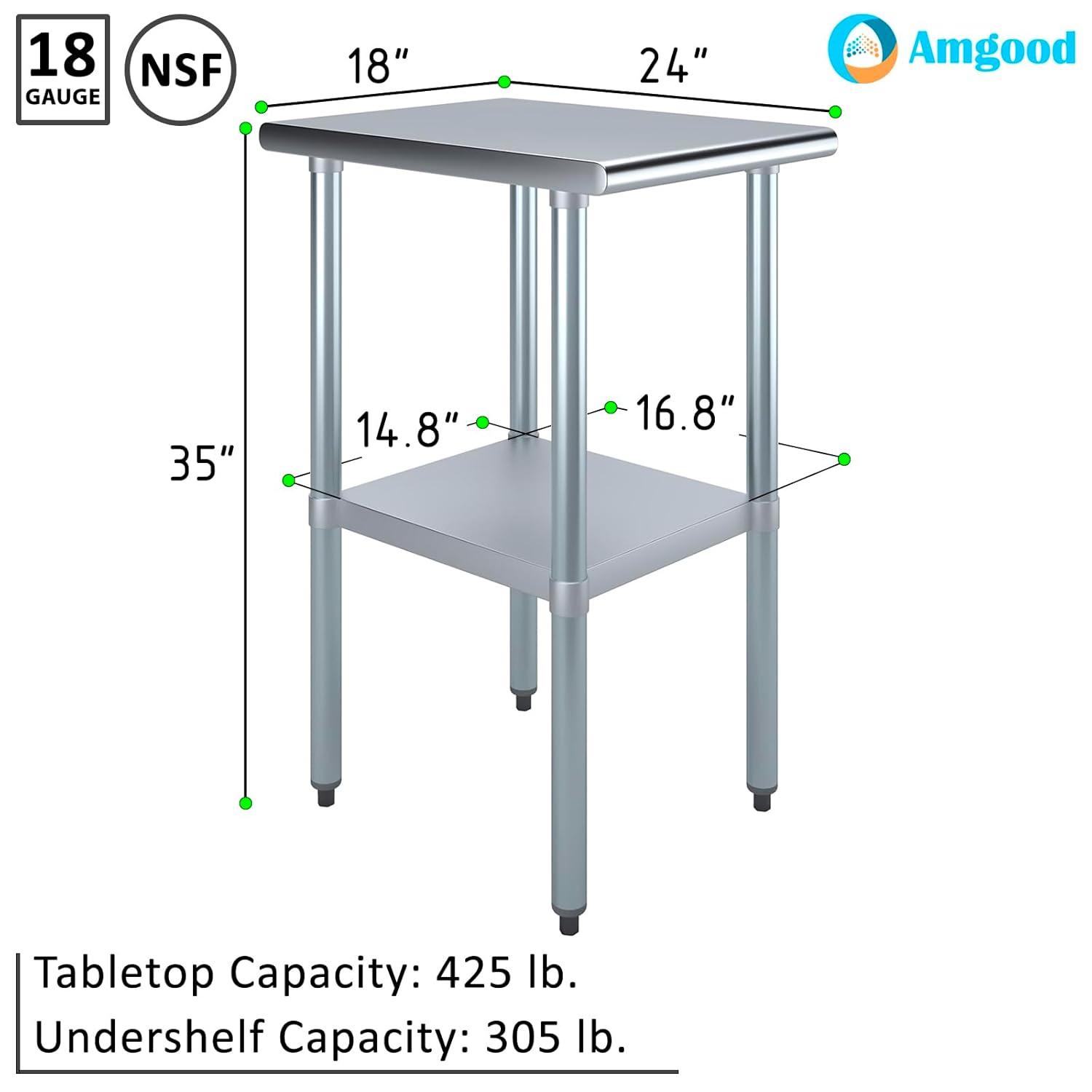 Amgood 24 in. x 18 in. Stainless Steel Table