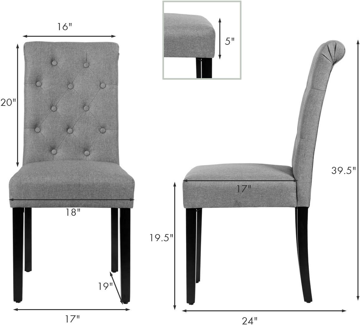 Westice Dining Room Chairs Set of 4 Upholstered Fabric Kitchen Chairs Dining Room Side Chair with Nailhead Trim and Rubber Wood Legs for Small Space Apartment, Light Gray